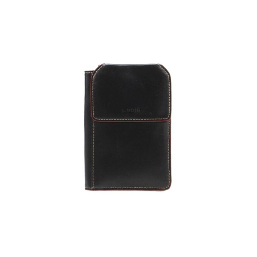 Lodis Womens Leather Snap Closure Card Wallet Black
